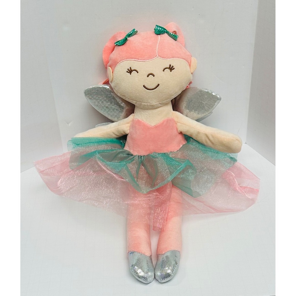 Wondertreats Pink Teal Silver 16" Ballerina Fairy Doll Stuffed Plush Toy
